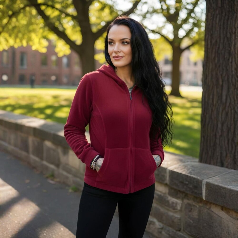 Columbia ✦ Red Fleece Full-Zip Hoodie Jacket ✦ Pockets w/ Mesh Interior XL